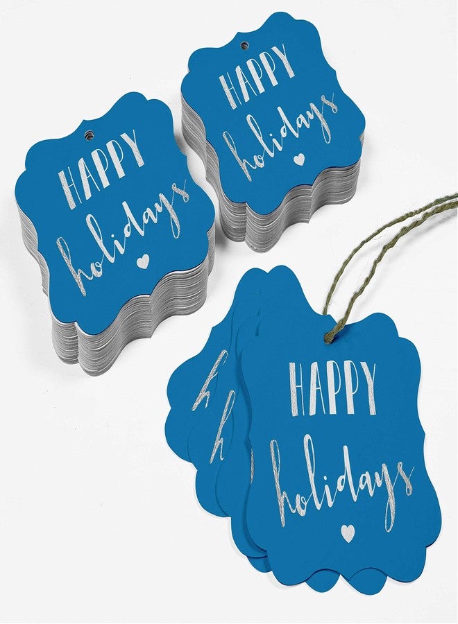 Inkdotpot Hang Tags Happy Holiday Favor Bracket Shape Gift Tags Silver Foil Bonbonniere Tag Pack of 50 - Image 5